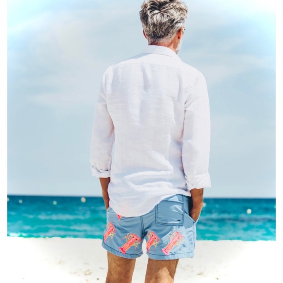 LES CANEBIERS | XS/S | All Over Lobster Light Blue Menβs Swimtrunks Boardshorts - Picture 5 of 16